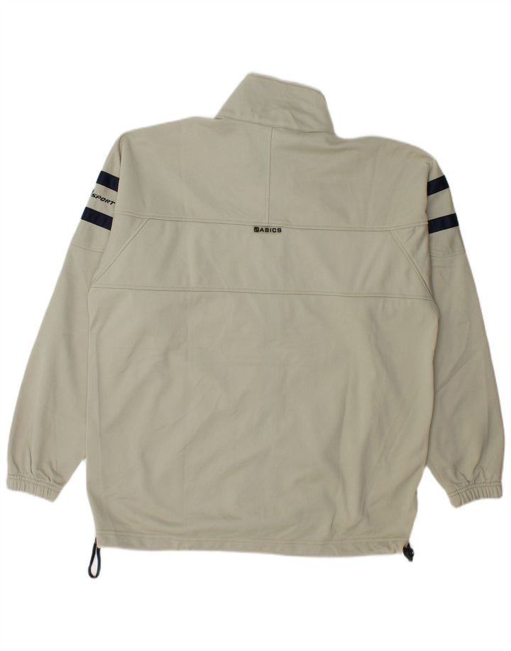 Asics Herren-Trainingsanzug-Oberteil, mittelbeigefarbenes Farbblock-Polyester