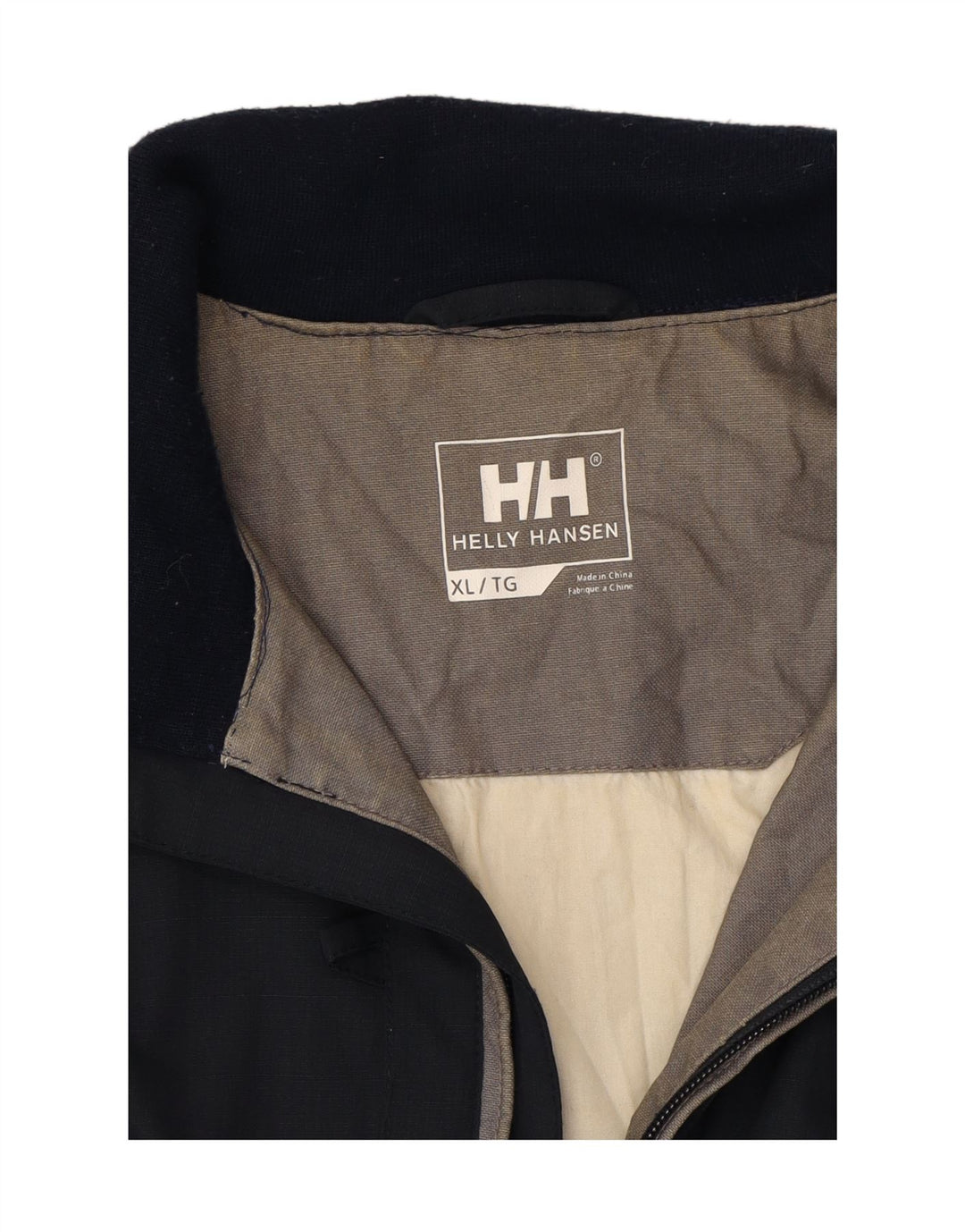 HELLY HANSEN Mens Graphic Bomber Jacket UK 40 XL Navy Blue Cotton Vintage Helly Hansen and Second-Hand Helly Hansen from Messina Hembry 
