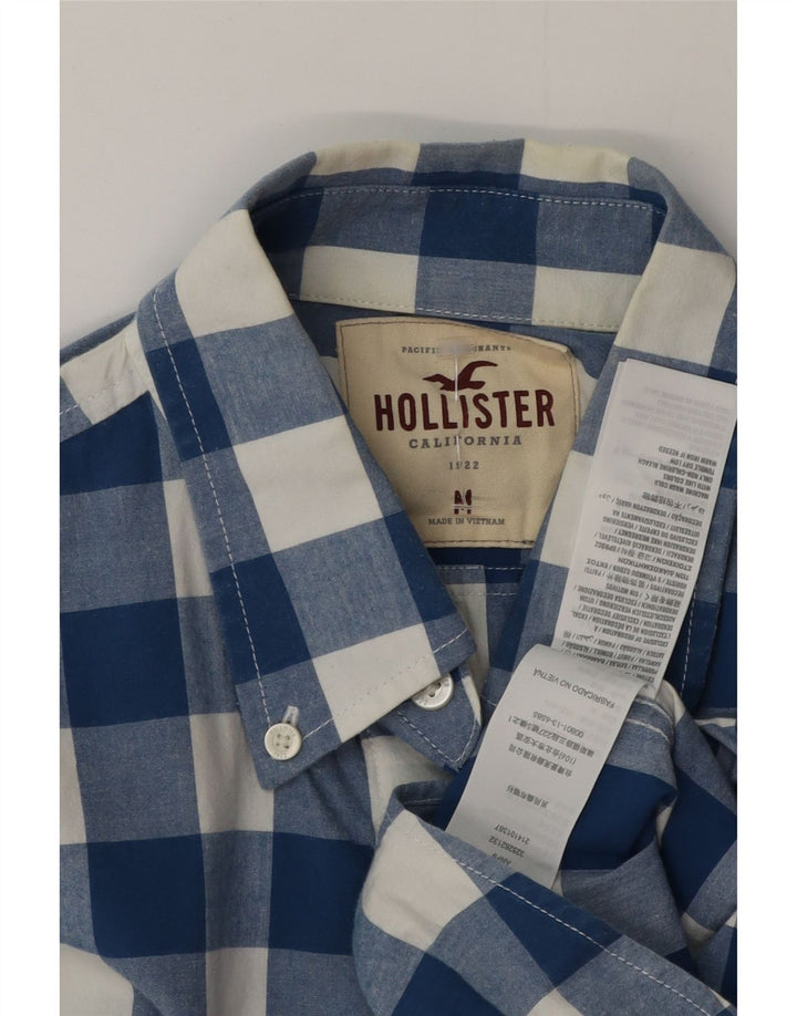 Hollister Herrenhemd aus mittelblauer Gingham-Baumwolle