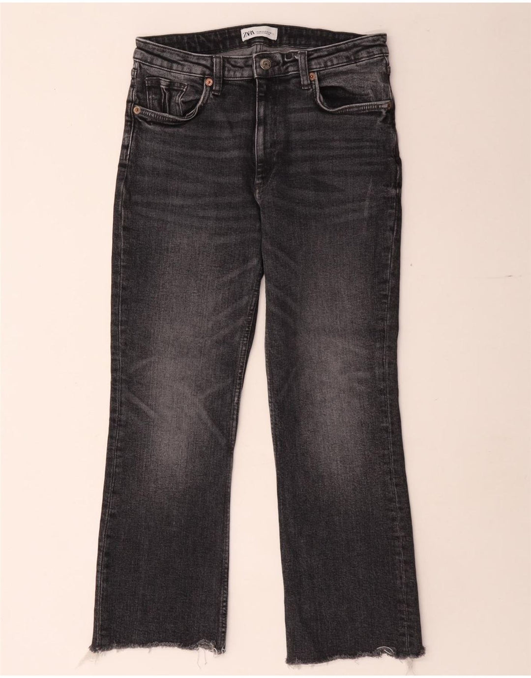 Zara Damen Bootcut Jeans EU 38 Small W28 L26 Grau