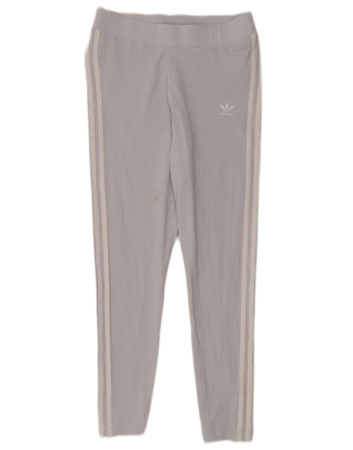 ADIDAS Damen Leggings UK 16 Große blaue Baumwolle