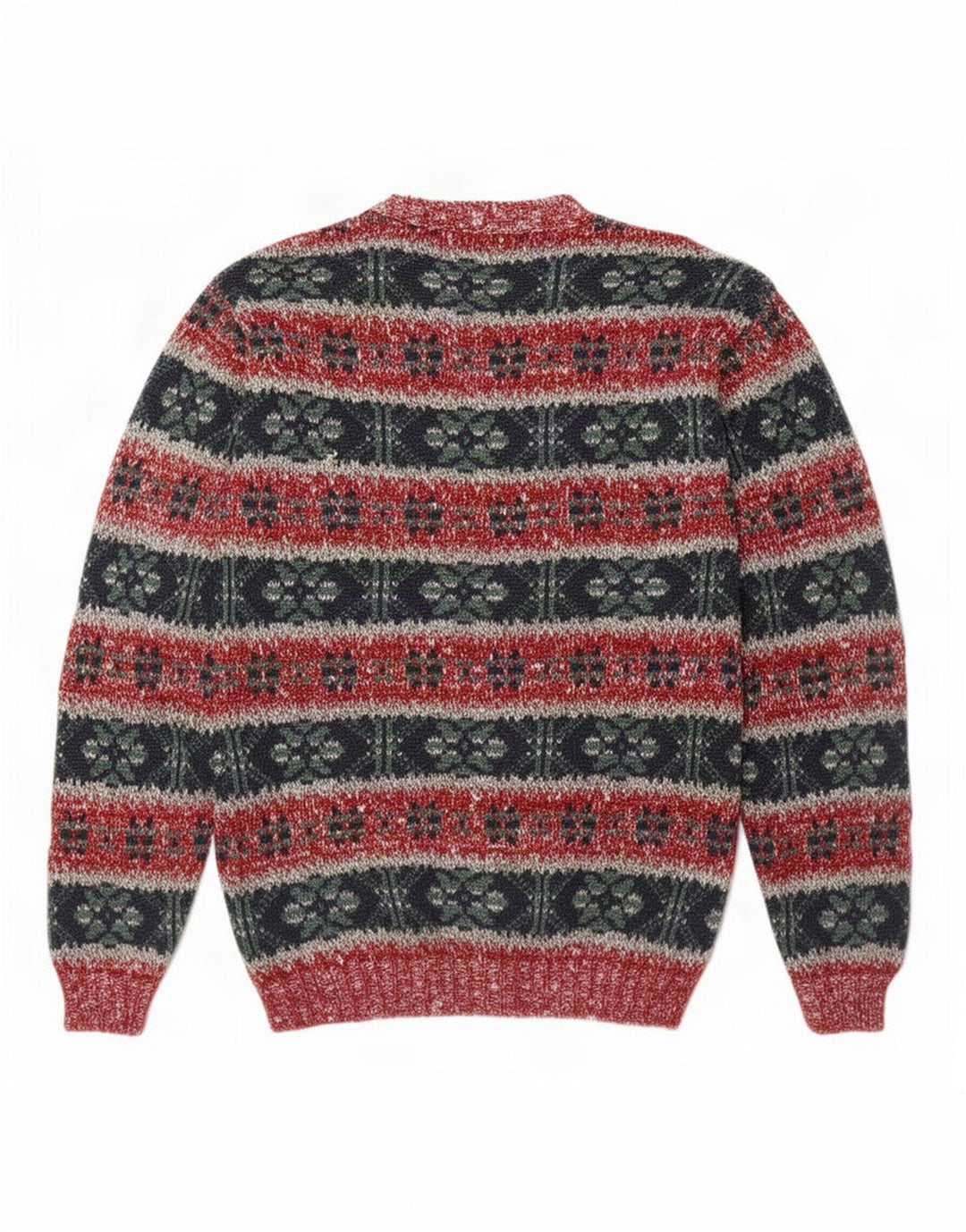 Vintage Herren-Pullover mit Rundhalsausschnitt, mittelgroß, mehrfarbig, Fair-Isle-Wolle