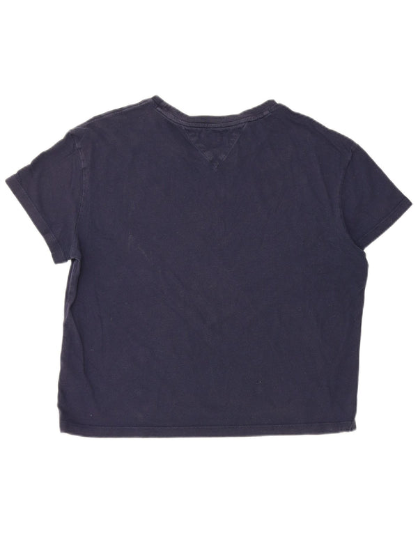 Tommy Hilfiger Damen Crop Graphic T-Shirt Top UK 14 Medium Marineblau