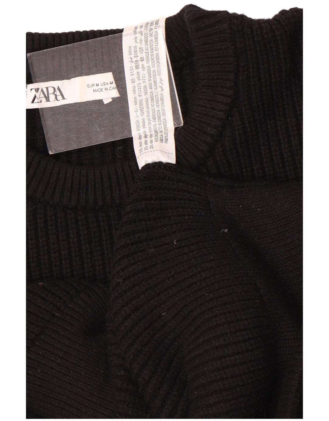 Zara Damen-Pullover mit Rundhalsausschnitt, Gr. 14, mittlere schwarze Viskose
