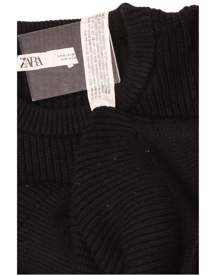 Zara Damen-Pullover mit Rundhalsausschnitt, Gr. 14, mittlere schwarze Viskose