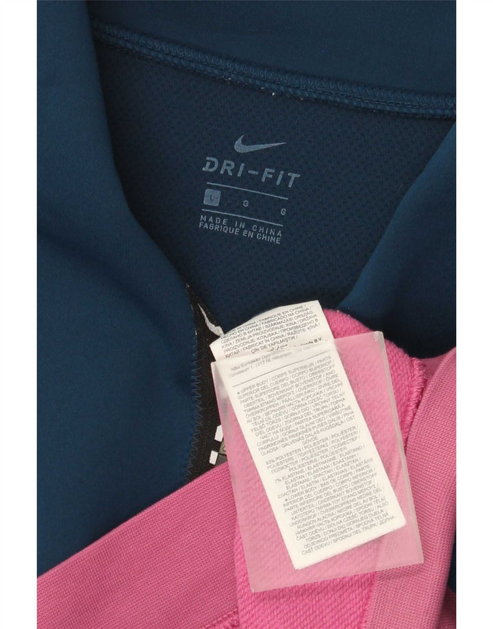 Nike Damen Dri Fit Graphic Pullover Trainingsanzug Top UK 16 Large Blau