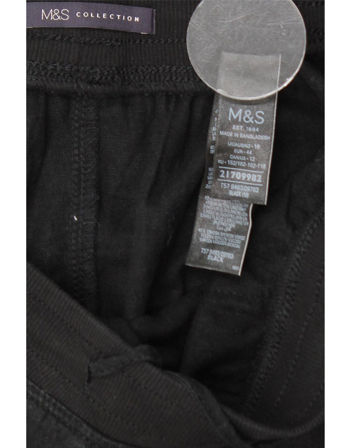 MARKS & SPENCER Damen Minirock UK 16 Large W34 Schwarzes Leinen