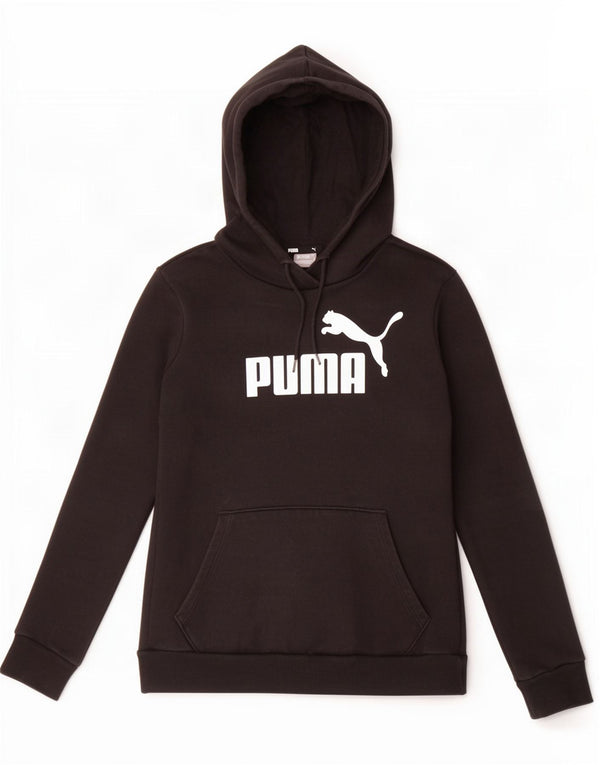 Puma Womens Graphic Hoodie Pullover UK 6 XS Schwarz Baumwolle