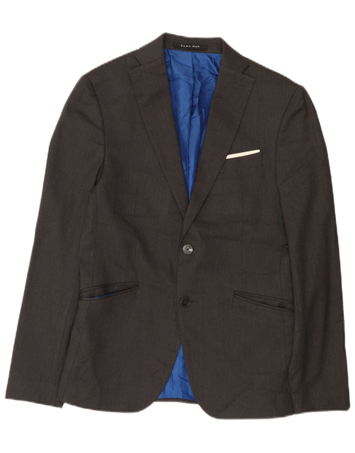 Zara Herren-Blazer mit 2 Knöpfen, EU 46, klein, grau, Polyester