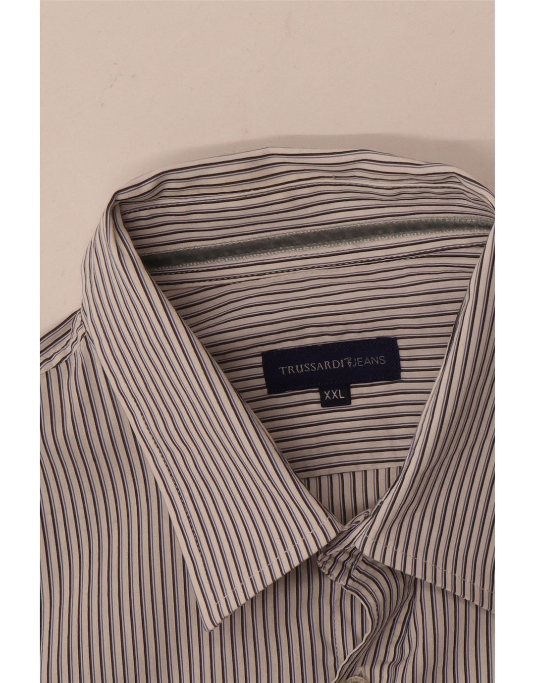 Trussardi Jeans Herrenhemd 2XL Weiß gestreift