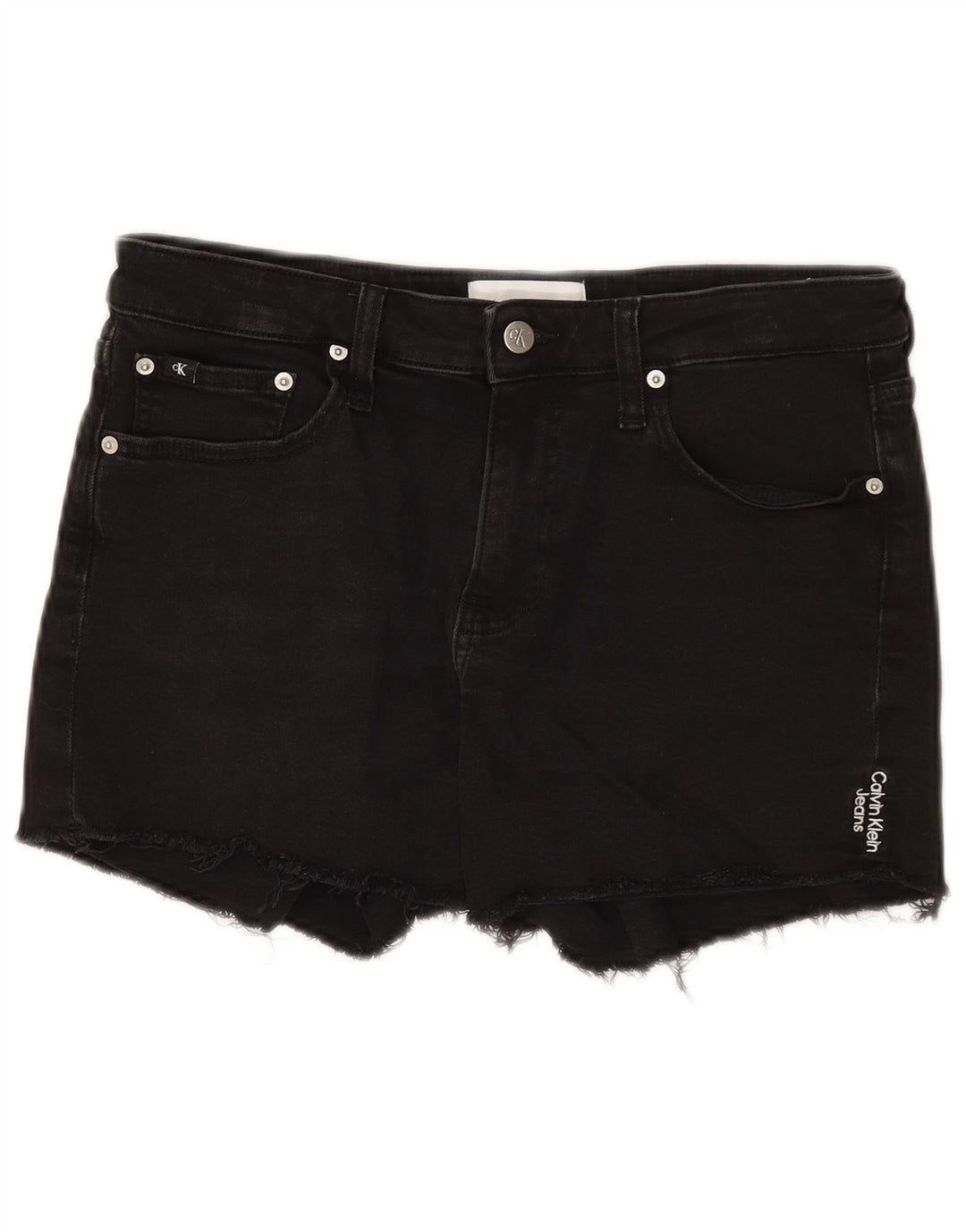 Calvin Klein Damen Jeansshorts W28 Mittelschwarze Baumwolle