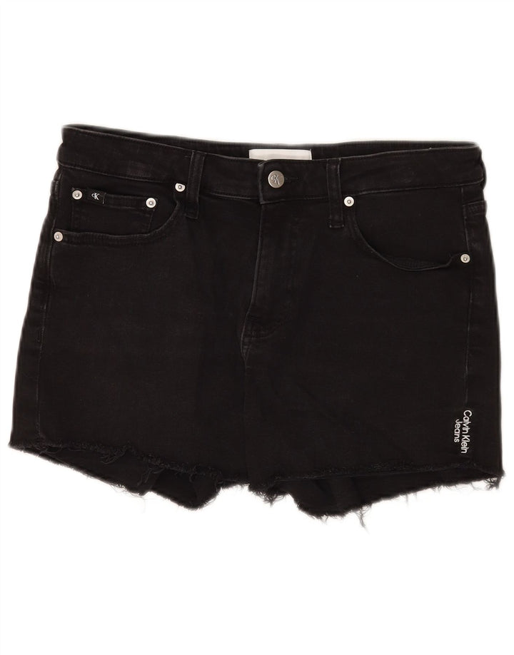 Calvin Klein Damen Jeansshorts W28 Mittelschwarze Baumwolle