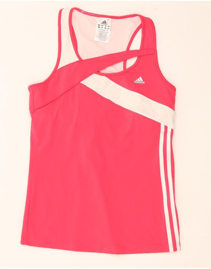 ADIDAS Damen Weste Top UK 14 Mittelrosa Colourblock Nylon