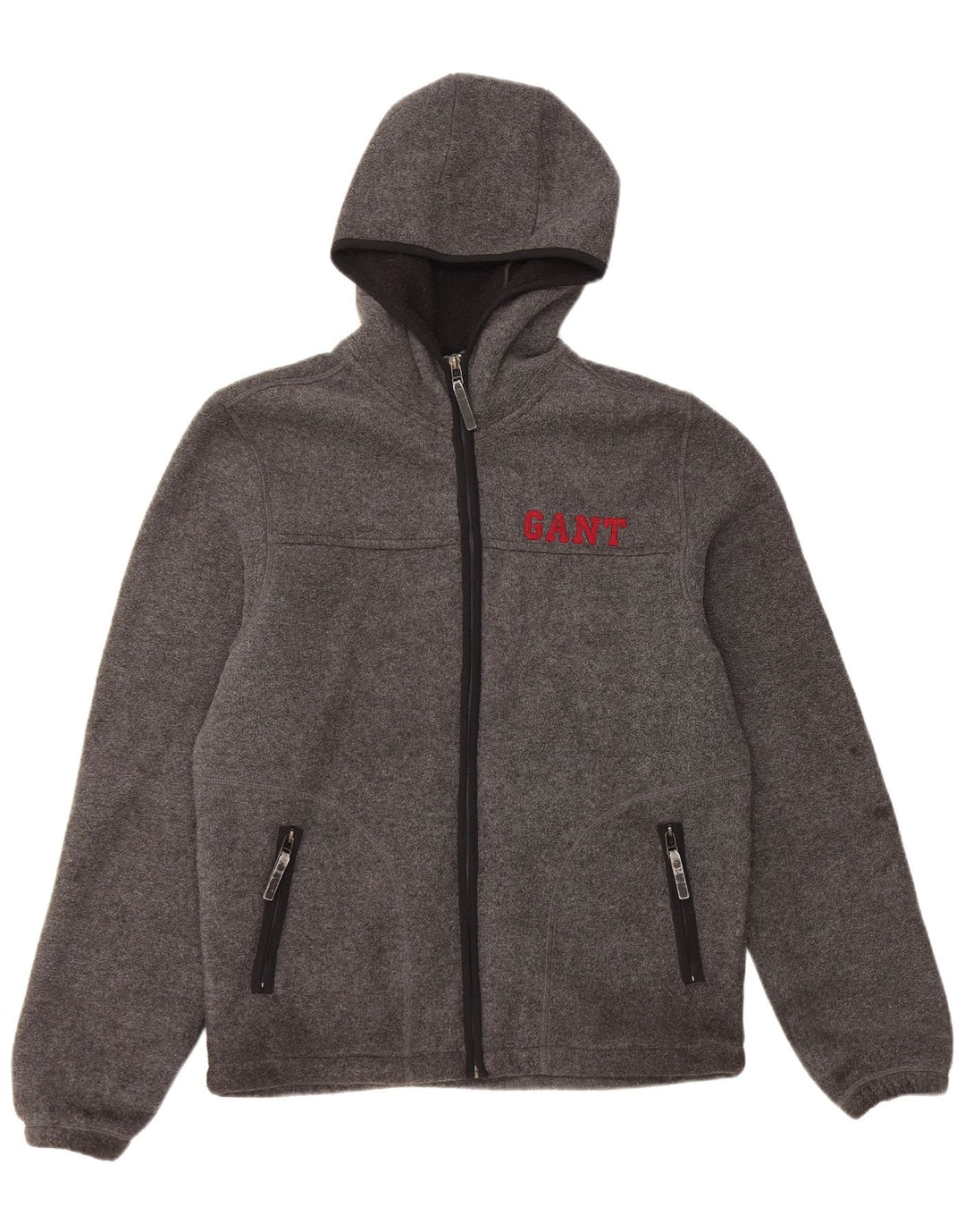 Gant Herren-Kapuzenpullover mit grafischem Reißverschluss, mittelgrau geflecktes Polyester