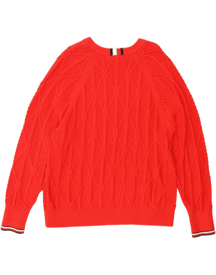 TOMMY HILFIGER Womens Oversized Crew Neck Jumper Sweater UK 10 Small Red Vintage Tommy Hilfiger and Second-Hand Tommy Hilfiger from Messina Hembry 