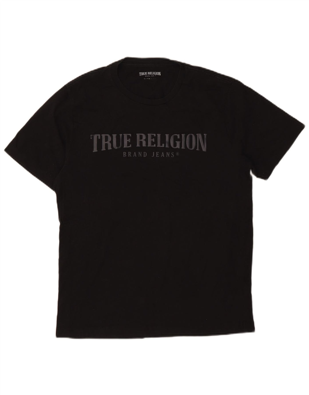 True Religion Herren-Grafik-T-Shirt-Oberteil aus mittelschwarzer Baumwolle
