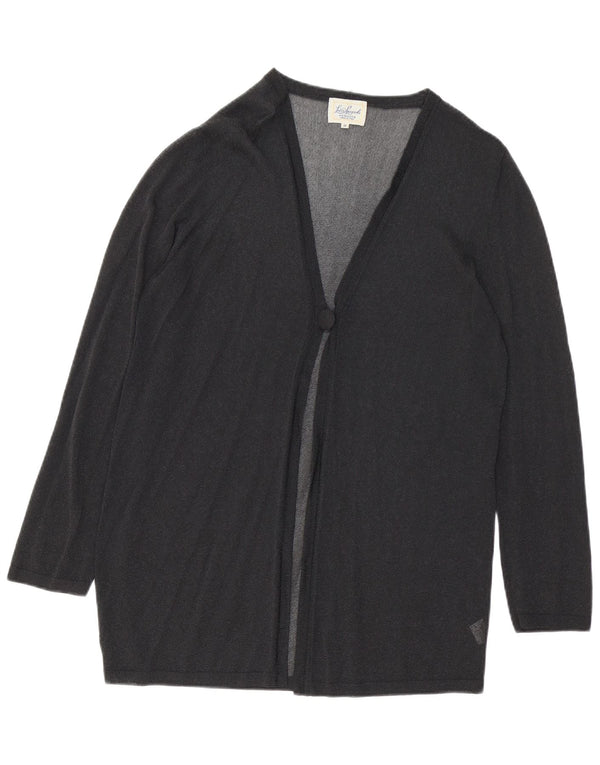 Luisa Spagnoli Damen Durchsichtiges Cardigan-Oberteil UK 14 Mittelschwarze Viskose