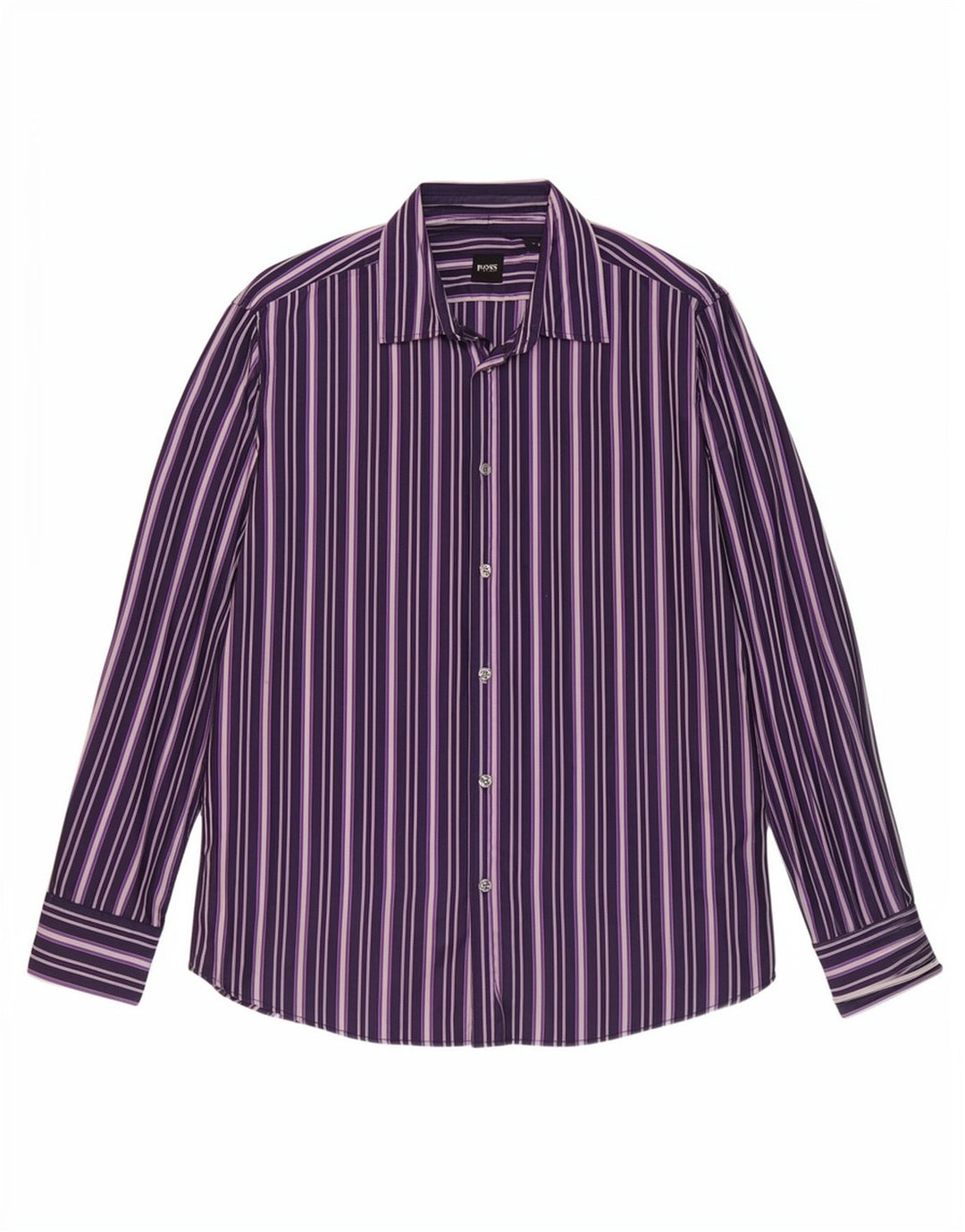 Hugo Boss Herrenhemd, groß, lila, gestreift, Baumwolle