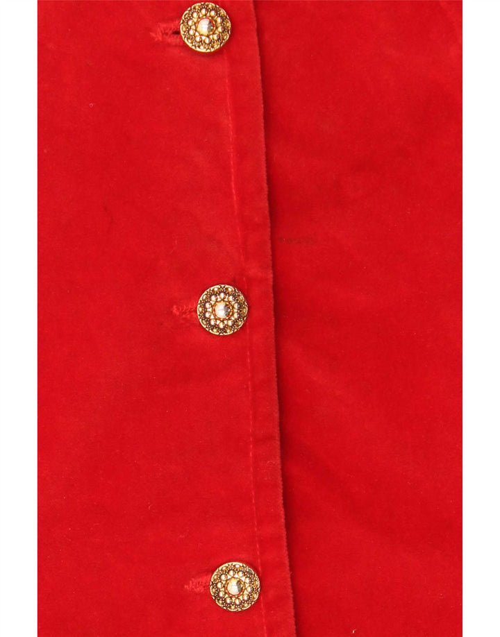 Vintage Damen 5-Knopf-Samt-Blazer-Jacke, UK 10, kleine rote Baumwolle