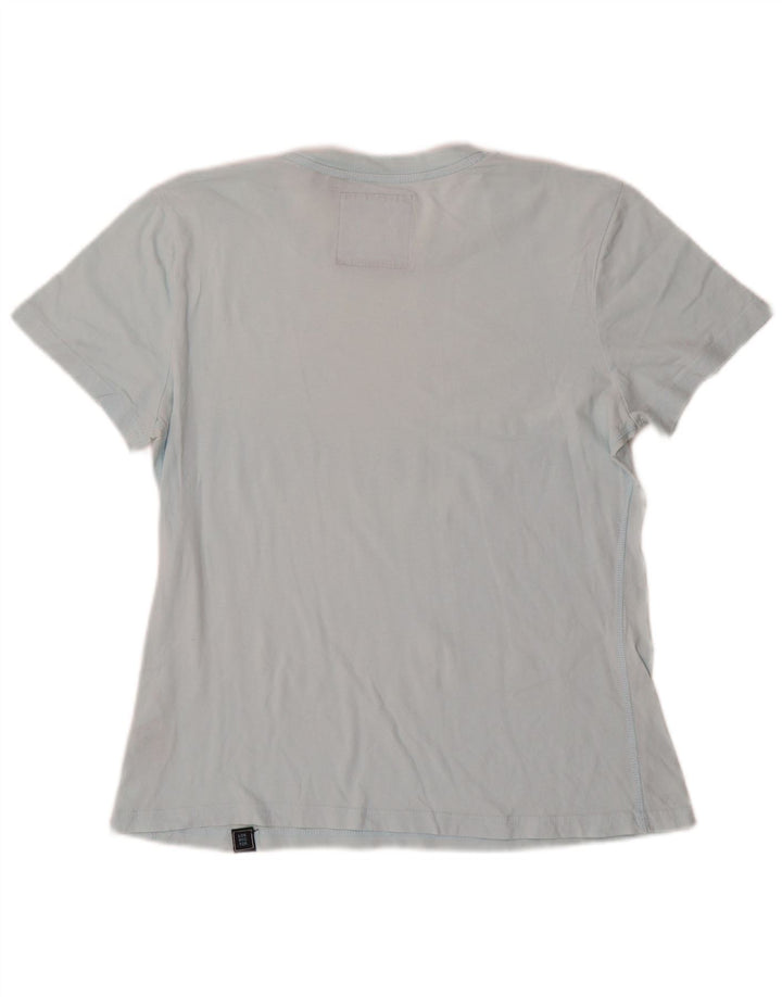 Superdry Damen Grafik-T-Shirt-Oberteil UK 12 Mittelblaue Baumwolle