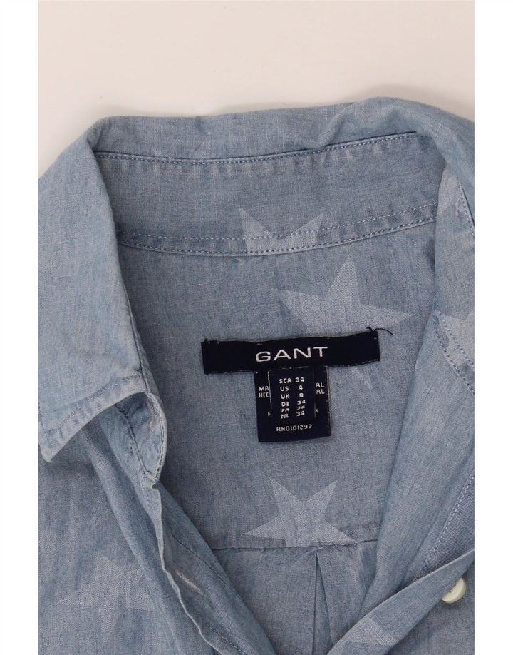 GANT Womens Abstract Pattern Shirt UK 8 Small Blue Cotton Vintage Gant and Second-Hand Gant from Messina Hembry 