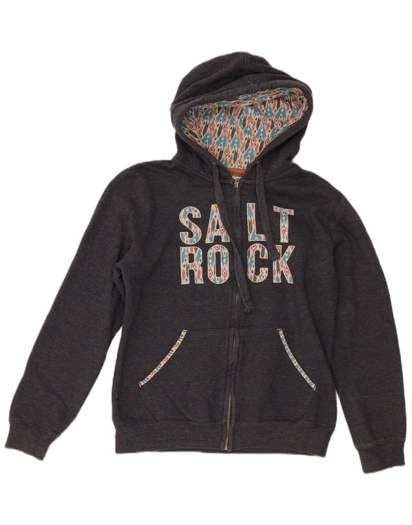 Saltrock Womens Graphic Hoodie Pullover UK 12 Mittelgraue Baumwolle