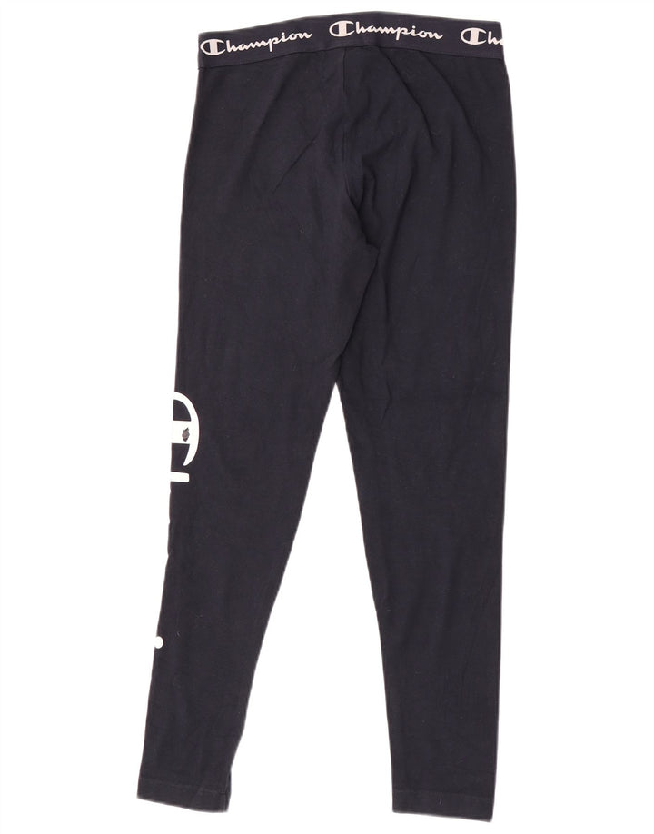 Champion Womens Graphic Leggings UK 10 Small Marineblau Baumwolle