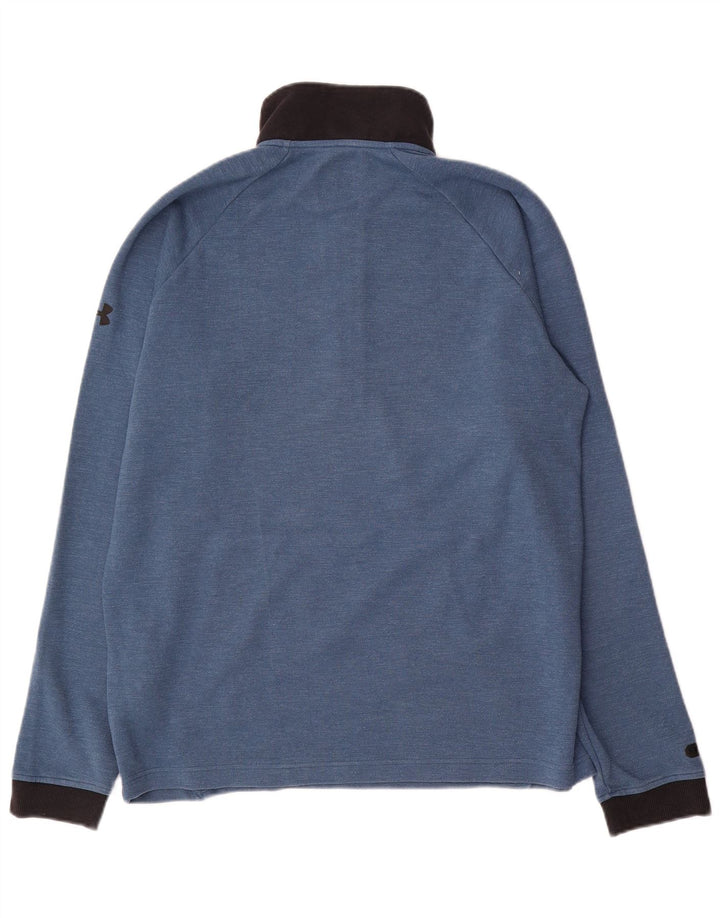 Under Armour Herren-Oberteil mit 1/4-Reißverschluss, langärmlig, groß, blaue Farbblock-Baumwolle