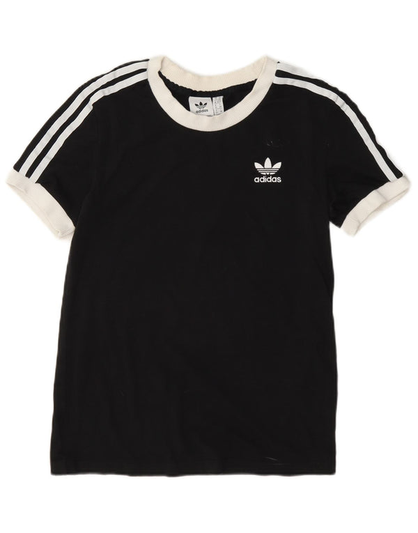 Adidas Damen Übergroßes T-Shirt Top UK 6 XS Schwarz Colourblock Baumwolle