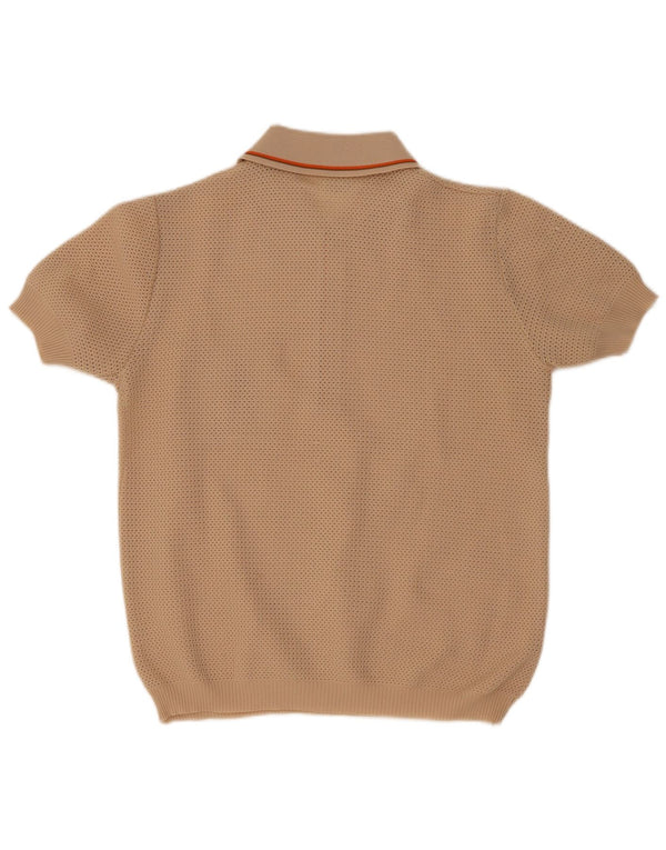 Trevira Herren Kurzarm-Pullover mit Polokragen IT 46 Small Beige