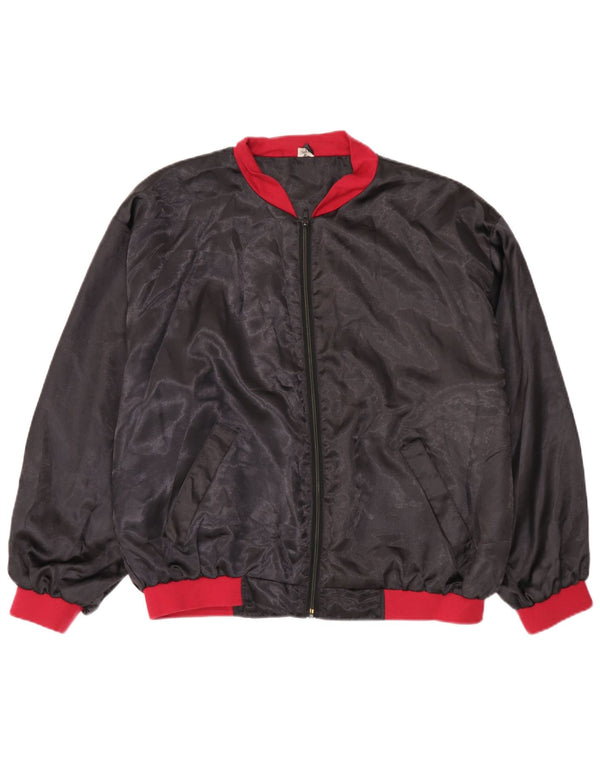 Vintage Herren Bomberjacke UK 38 Mittelschwarzes Colourblock-Polyamid