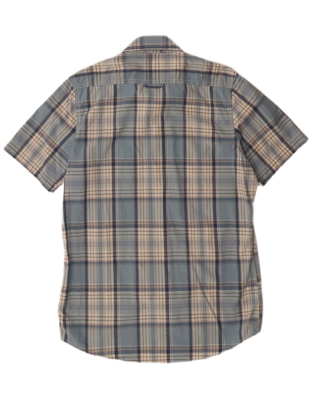 SUPERDRY Herren-Kurzarmhemd XL, blau kariert, Baumwolle