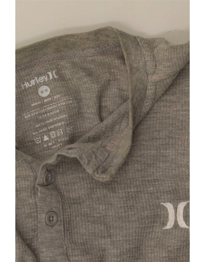 Hurley Herren-T-Shirt-Oberteil, langärmelig, mittelgraue Baumwolle