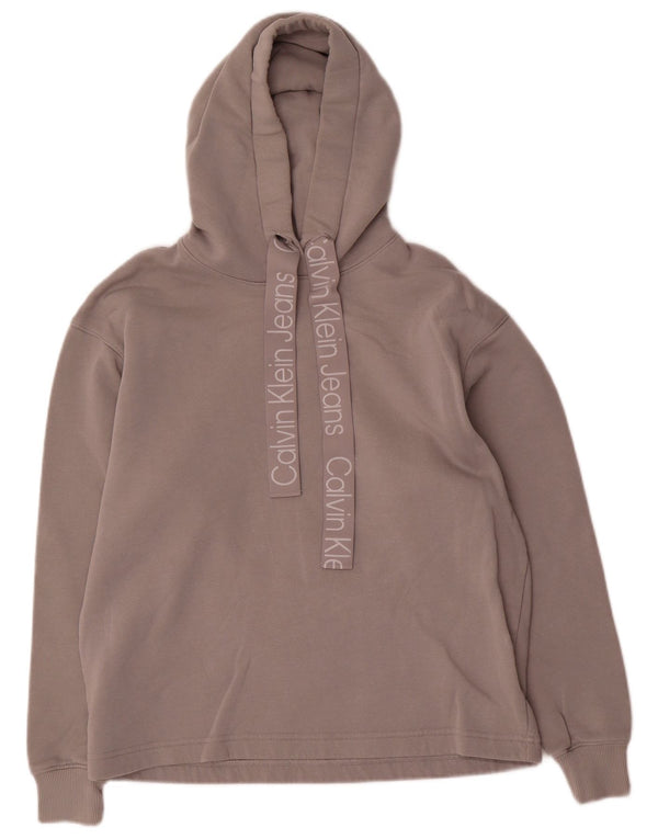 Calvin Klein Jeans Damen Graphic Oversized Hoodie Pullover UK 10 Small Grau