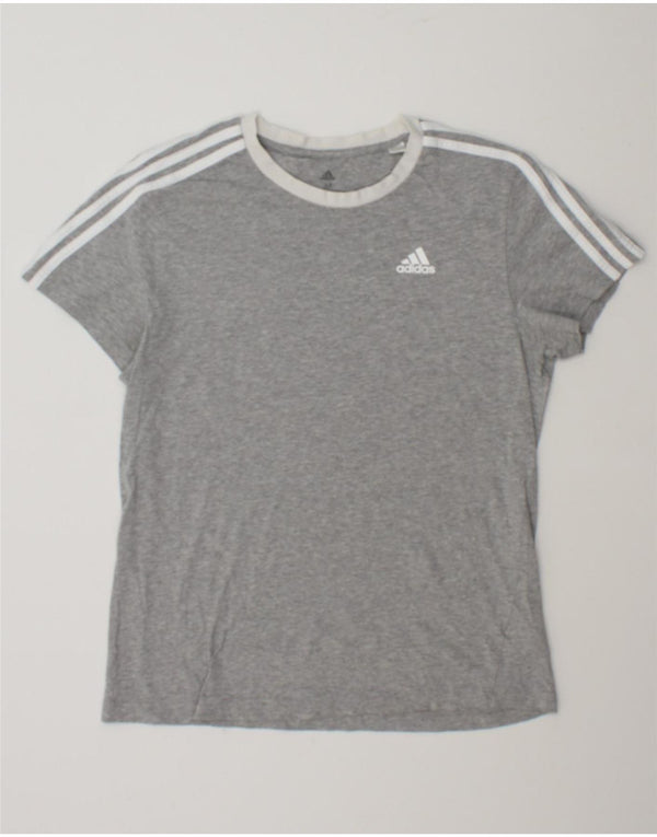 Adidas Womens T-Shirt Top UK 12/14 Medium Grey Flecked Cotton