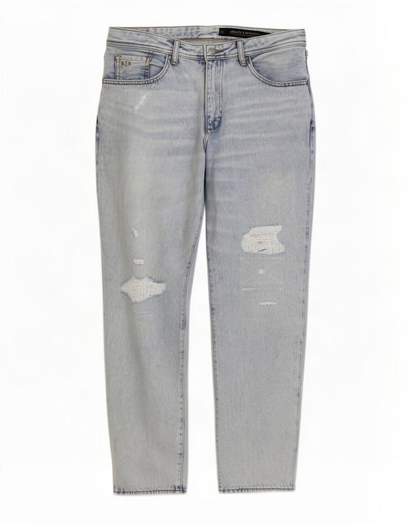 Armani Exchange Herren Carrot Distressed Slim Jeans W29 L28 Blaue Baumwolle