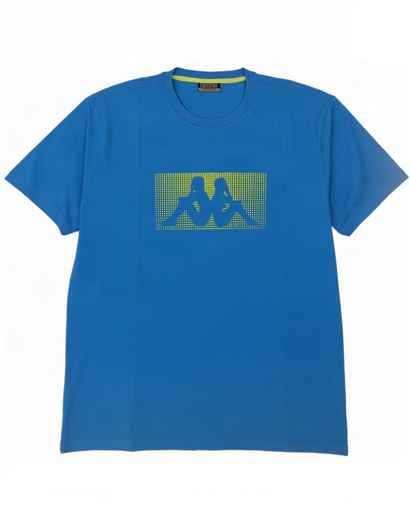Kappa Herren Grafik T-Shirt Top 2XL Blau Baumwolle
