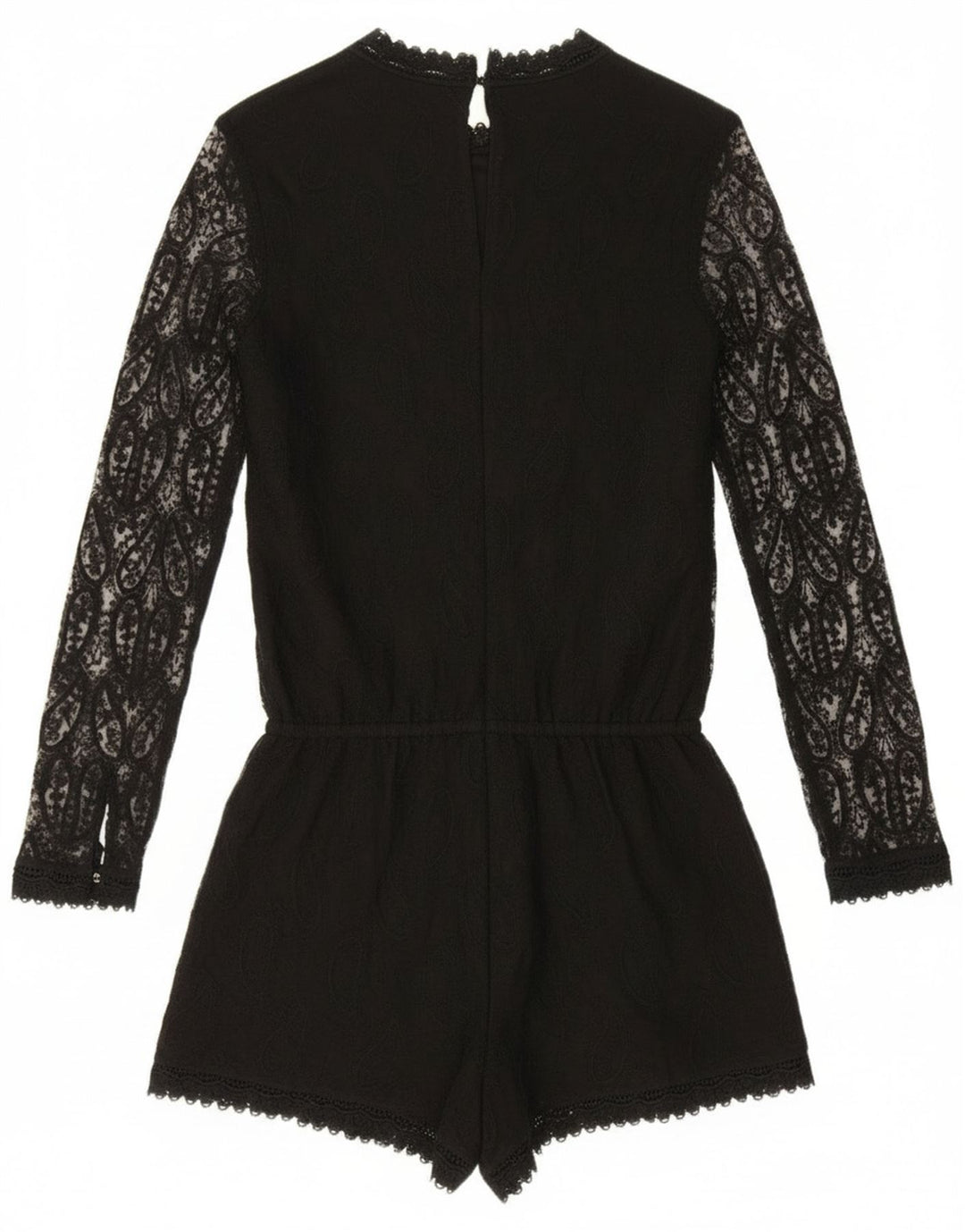 Langärmliger Damen-Playsuit von Zara, Größe S, Schwarz, Paisleymuster, Polyester