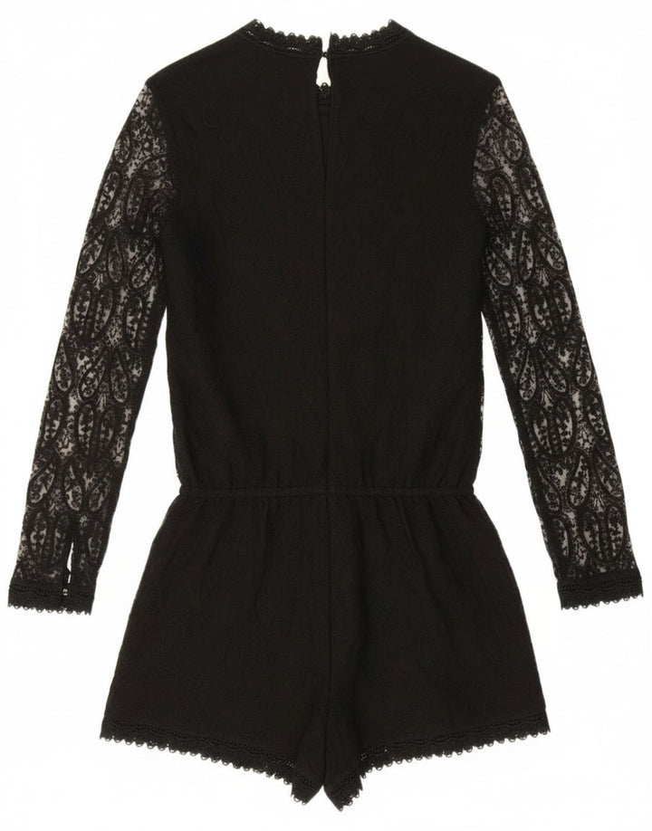Langärmliger Damen-Playsuit von Zara, Größe S, Schwarz, Paisleymuster, Polyester