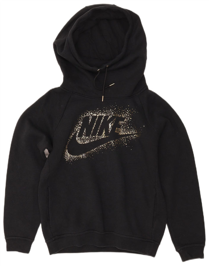 NIKE Damen-Pullover mit übergroßem grafischem Kapuzenpullover, Gr. 10, Größe S, Schwarz, Baumwolle