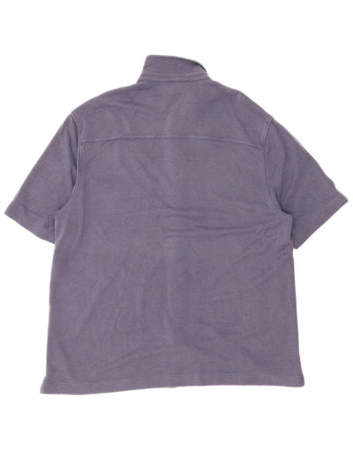 Cos Herren-Kurzarmhemd, groß, Marineblau, Lyocell