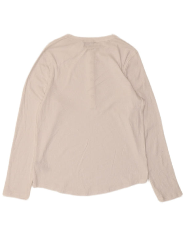 Zara Damen Top Langarm UK 16 Large Weiße Baumwolle