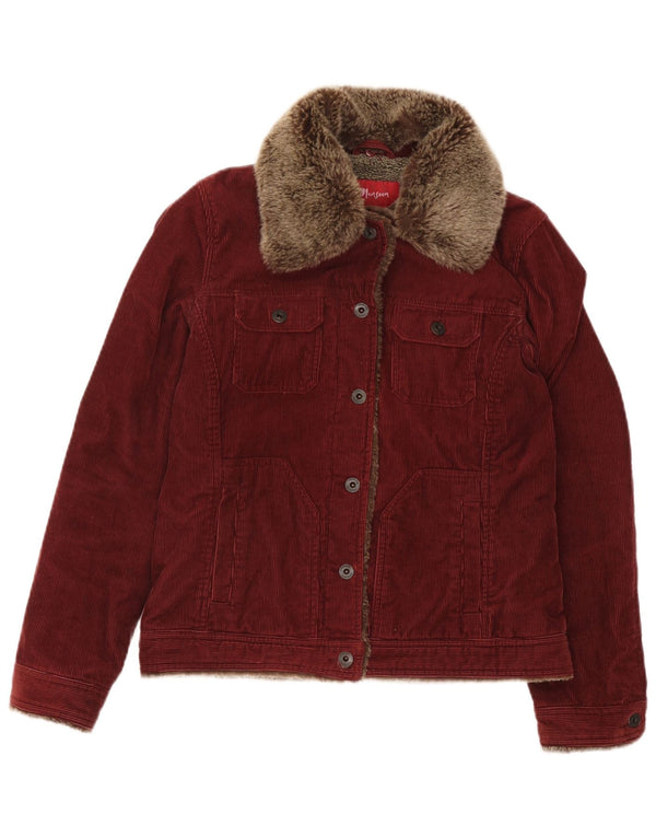 Monsoon Damen Cordjacke UK 10 Small Burgund Baumwolle