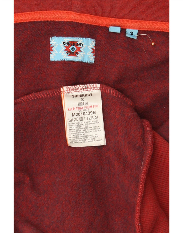 Superdry Herren-Kapuzenpullover mit Reißverschluss, Größe S, Rot, Baumwolle