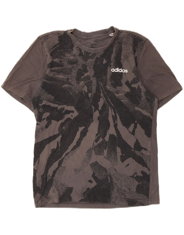 Adidas Herren-T-Shirt mit abstraktem Muster, klein, aus grauer Baumwolle