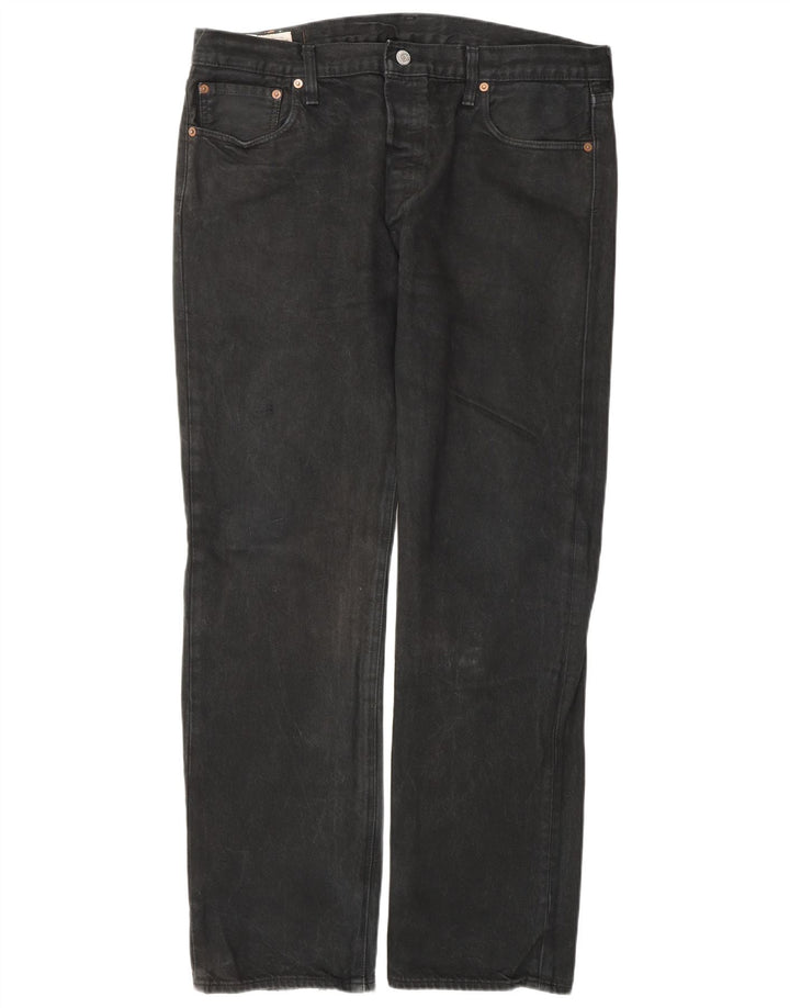 Levi's Herren Straight Jeans W36 L32 Schwarze Baumwolle