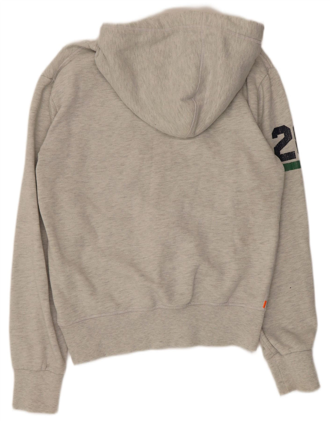 Superdry Damen-Pullover mit übergroßem grafischem Kapuzenpullover, Gr. 10, Größe S, Grau, Baumwolle
