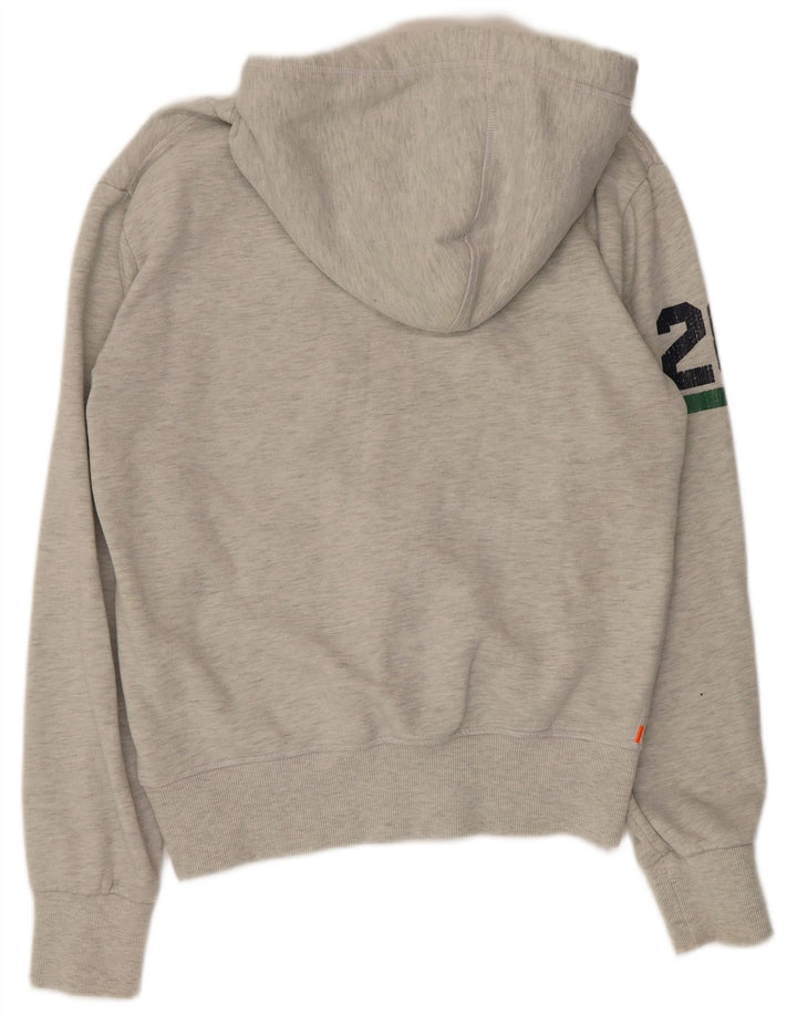 Superdry Damen-Pullover mit übergroßem grafischem Kapuzenpullover, Gr. 10, Größe S, Grau, Baumwolle