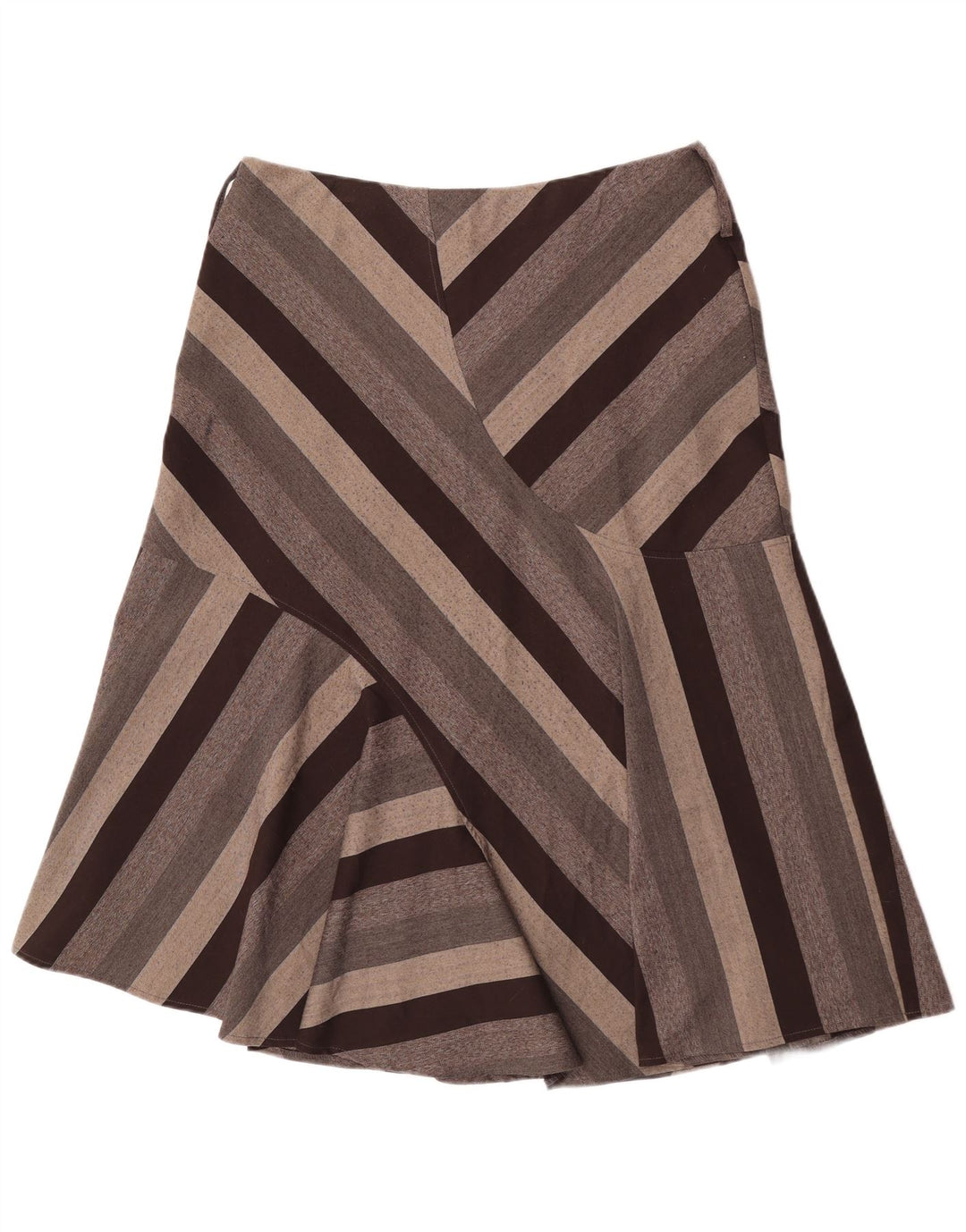 Marks & Spencer Damen Midirock UK 16 Large W34 Braun gestreift Polyester