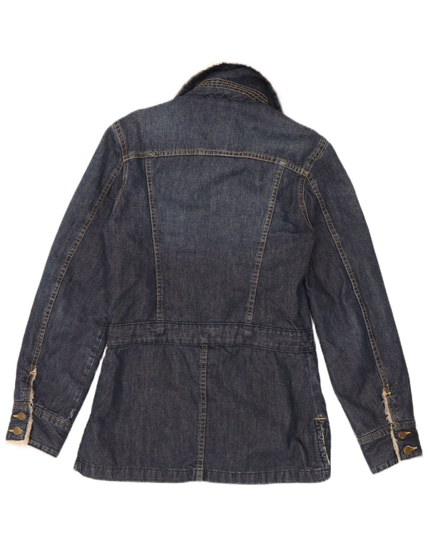 Lee Womens Denim Sherpa Jacke UK 14 Große blaue Baumwolle